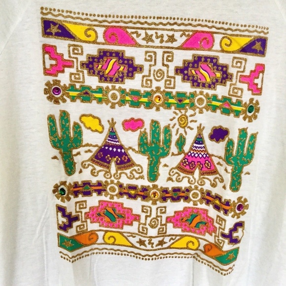 Vintage Tops - clearance 80s Puff Paint Southwest Graphic